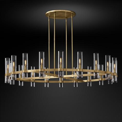 Brass and glass chandelier