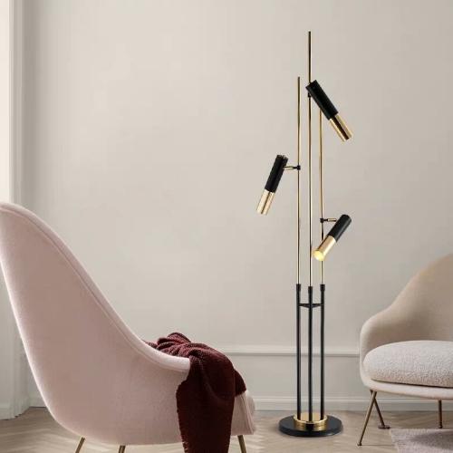 Floor lamp with 3 adjustable lights