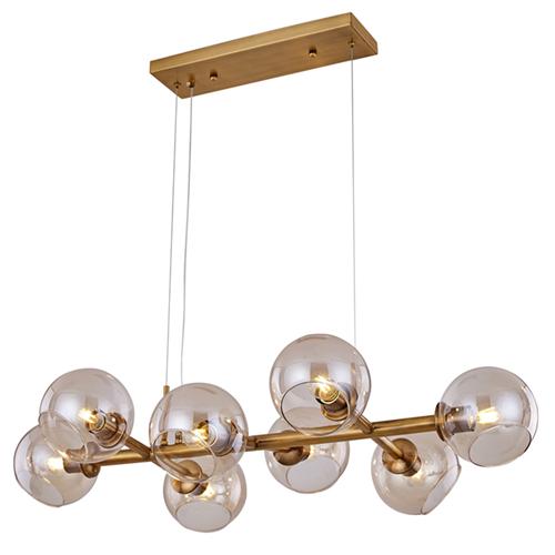 8 Light pendant brass