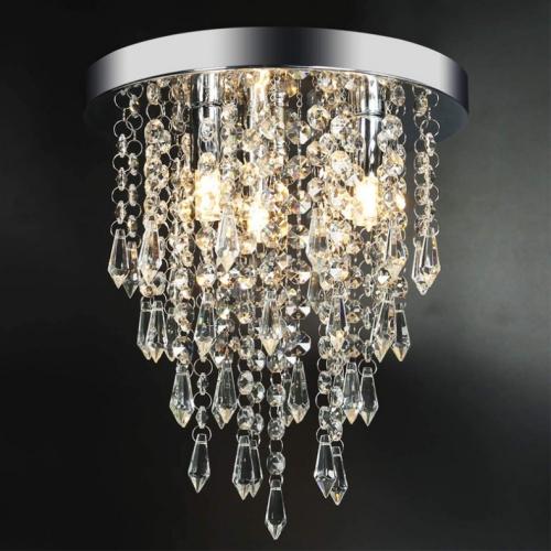 Round crystal flush mount ceiling light