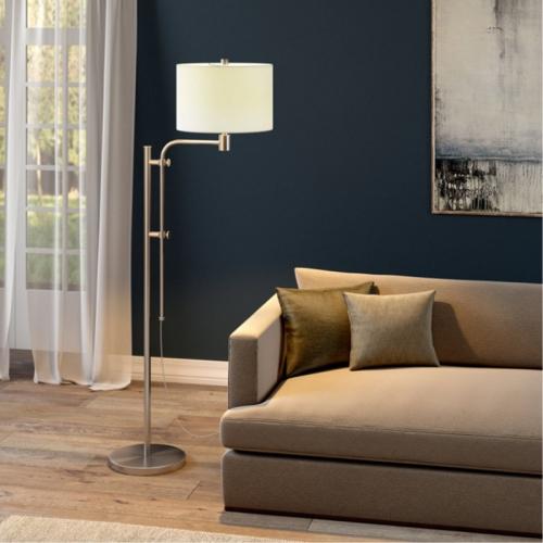 Adjustable height floor lamp with shade