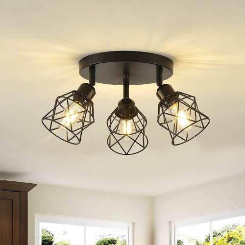 3 Light semi flush mount industrial