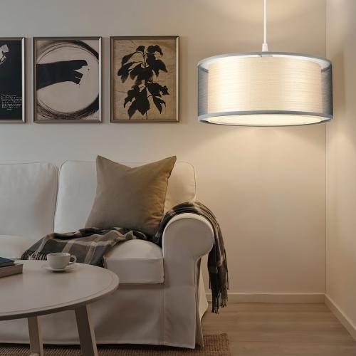 Brushed nickel double shade pendant light