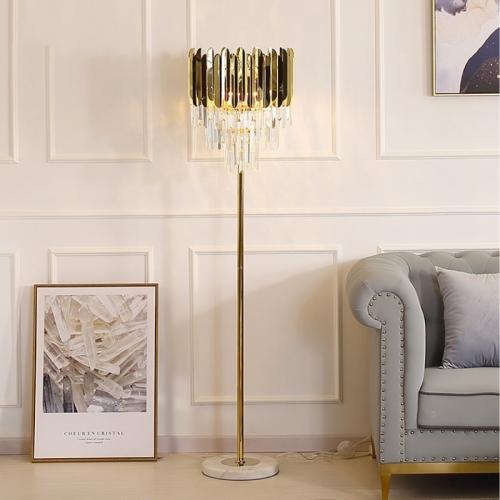 Gold crystal floor lamp