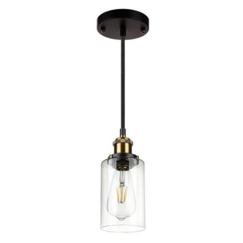 Black and brass glass pendant light