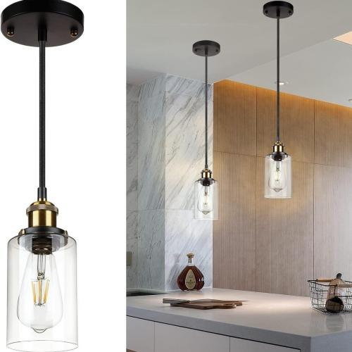 Black and brass glass pendant light